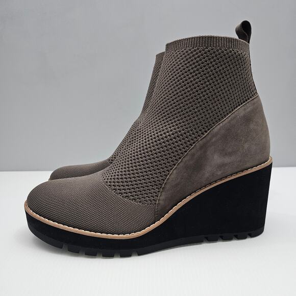 NEW Eileen Fisher Quill Ankle Bootie Womens 11 Rye Brown Knit Wedge Platform - Picture 13 of 13